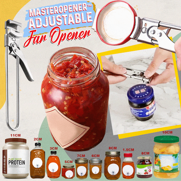 Master Jar Opener Adjustable Jar & Bottle Opener, Multifunctional Stainless Steel Manual Can Opener Jar Lid Gripper, Easy Open Adjustable Jar Opener