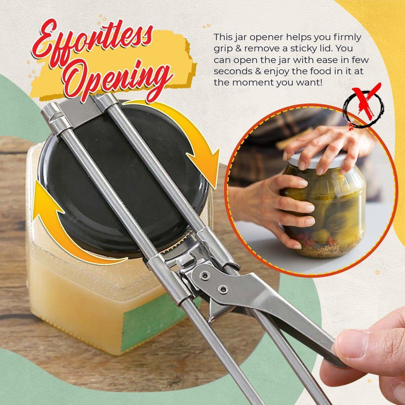 Stainless Steel Jar Opener - Adjustable Easy Grip Bottle Lid Remover for  Seniors